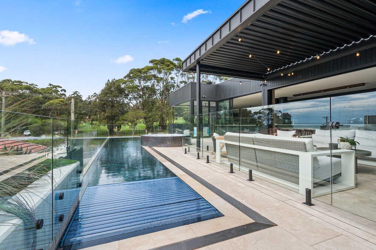 Lap pool integrated with outdoor living space